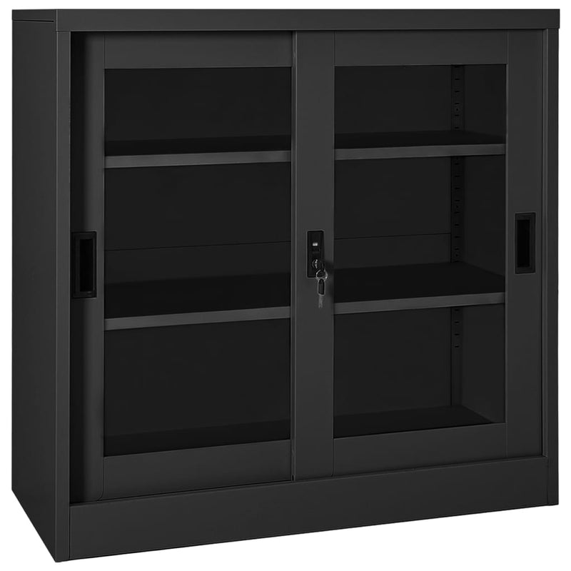 vidaXL Sliding Door Cabinet with Planter Box Anthracite Steel-6