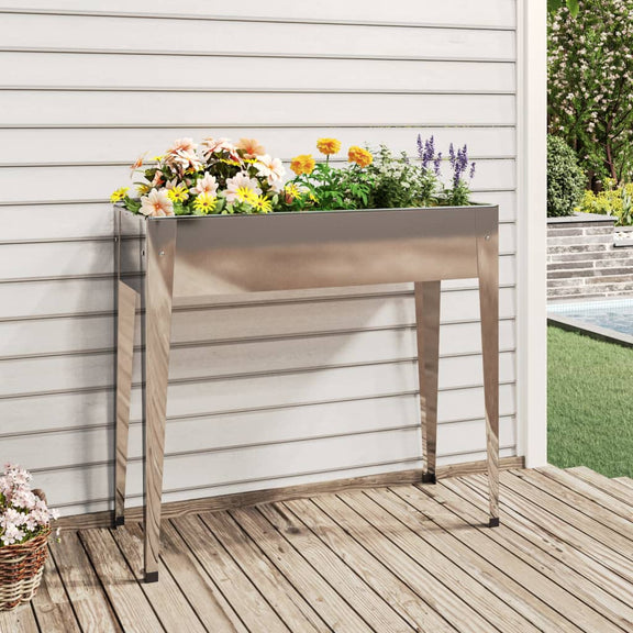 vidaXL Garden Planter 39.6"x15.9"x35.4" Galvanized Steel-0