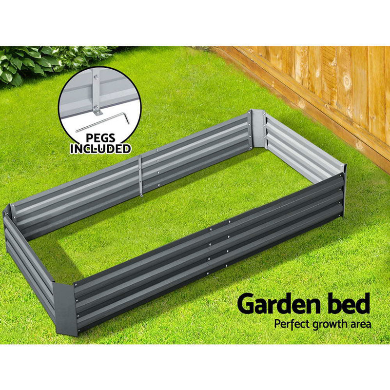 Greenfingers 180x90x30CM Galvanised Raised Garden Bed Steel Instant Planter-5