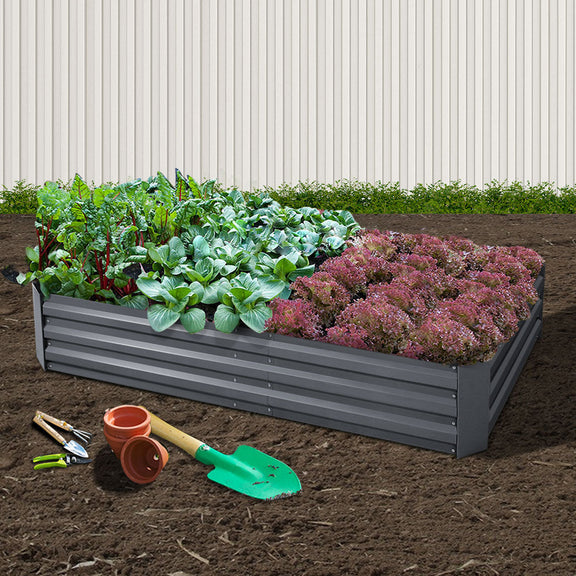 Greenfingers 180x90x30CM Galvanised Raised Garden Bed Steel Instant Planter-7