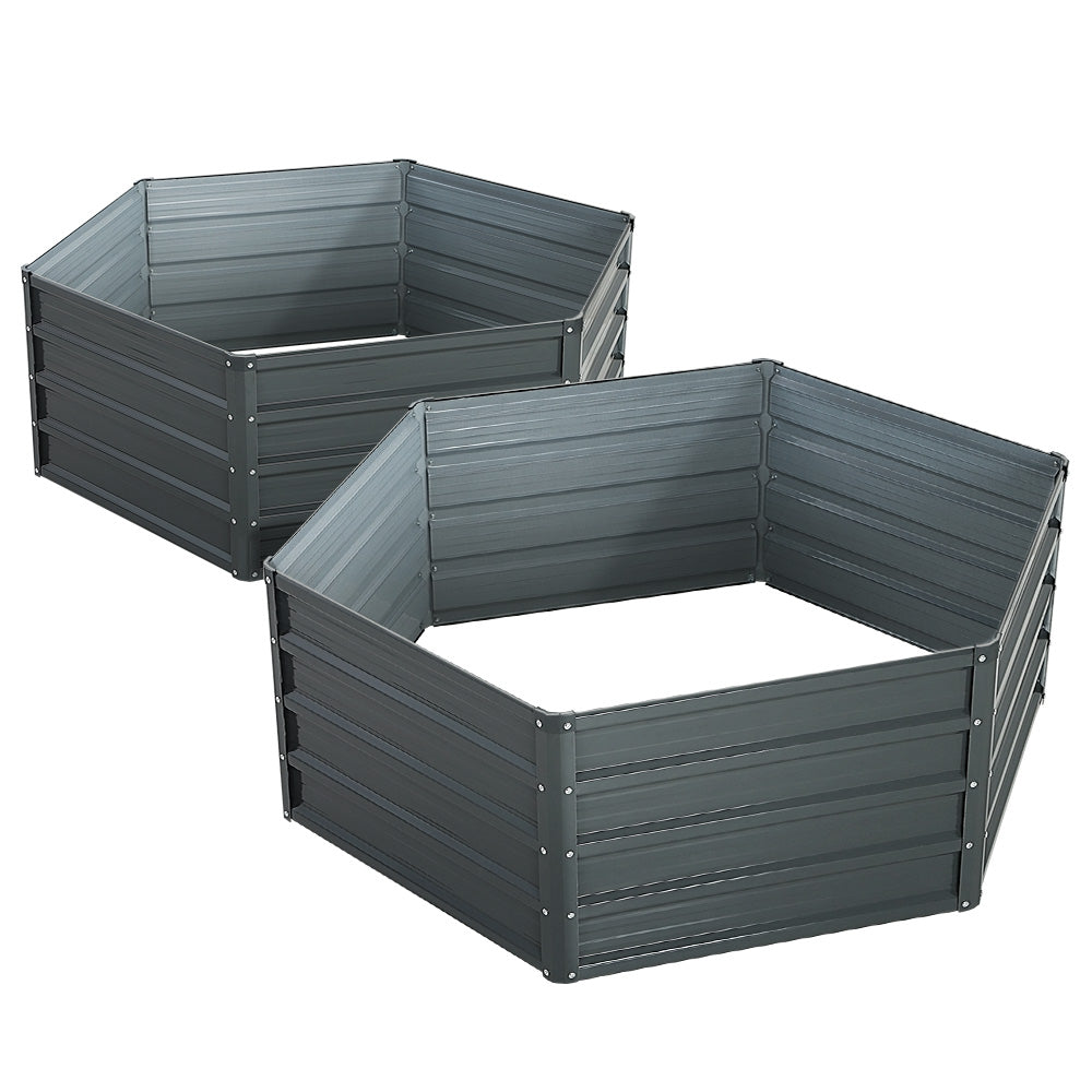 Greenfingers Garden Bed 2PCS 130X130X46CM Galvanised Steel Raised Planter-0