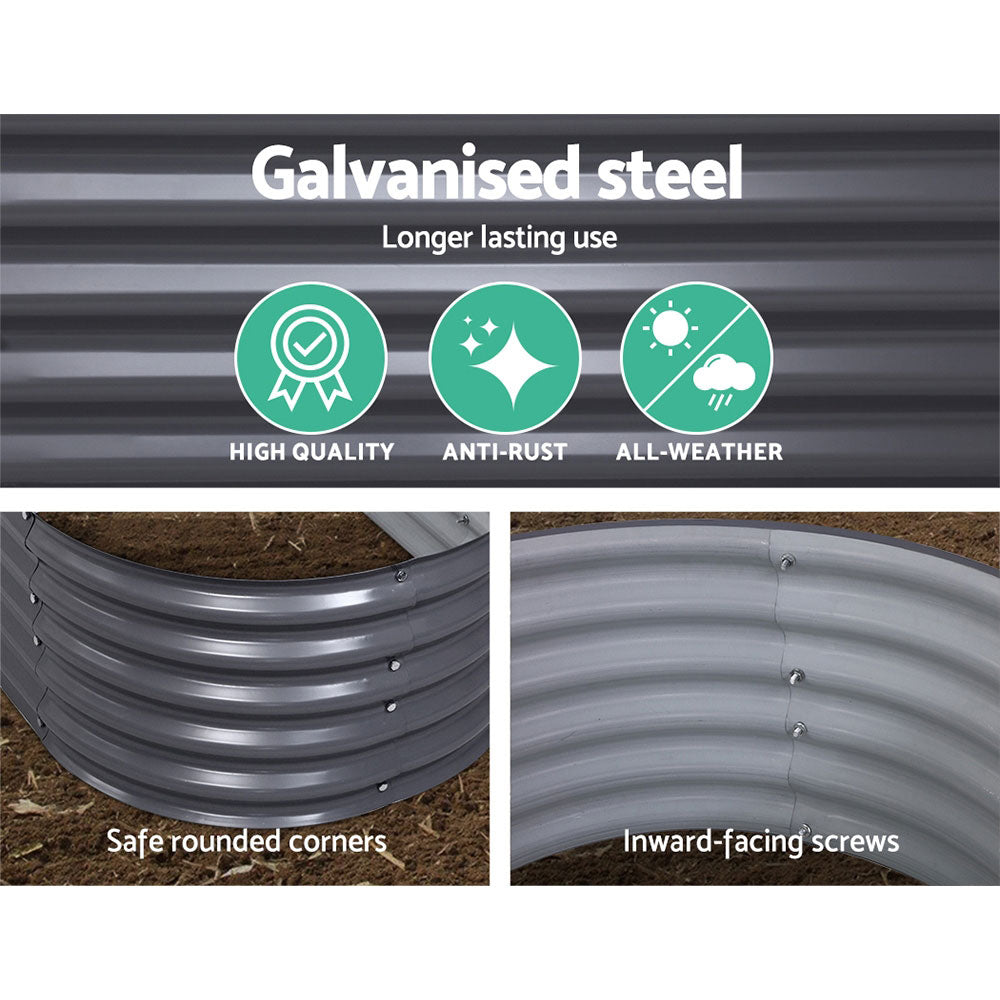 Greenfingers 160X80X42CM Galvanised Raised Garden Bed Steel Instant Planter-5