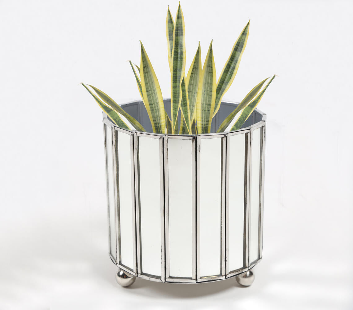 Handcrafted Panel Mirrored stainless steel planter-0