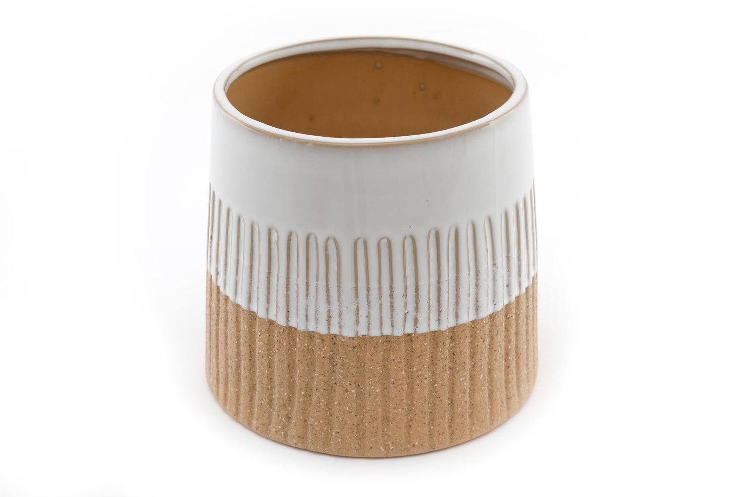 Two-tone Textured Ceramic Planter-3