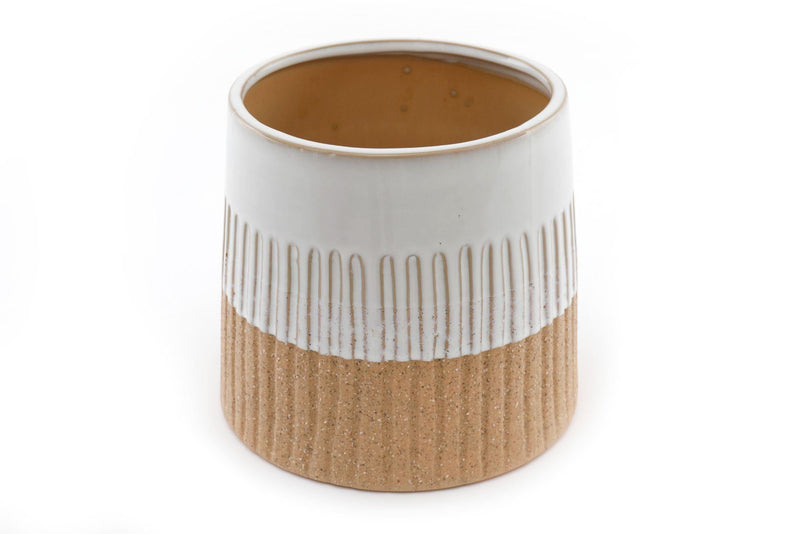 Two-tone Textured Ceramic Planter-0